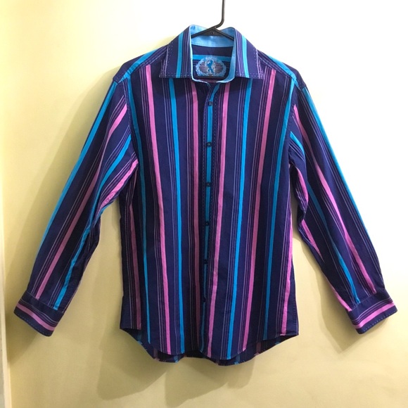 Bugatchi 100% cotton striped long sleeve shirt - Picture 1 of 9